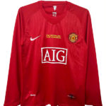 Camiseta Manchester United Primera Equipación 2007/08 de Liga de Campeones de la UEFA, Manga Larga
