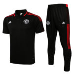 Polo Manchester United 2021/2022 Kit, Negro & Rayas Rojo