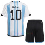 Maillot Argentine Domicile 2022-10 Messi Enfant Kit (Signature)